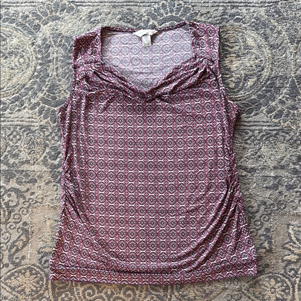 Patterned Sleeveless Top - Pink and Black